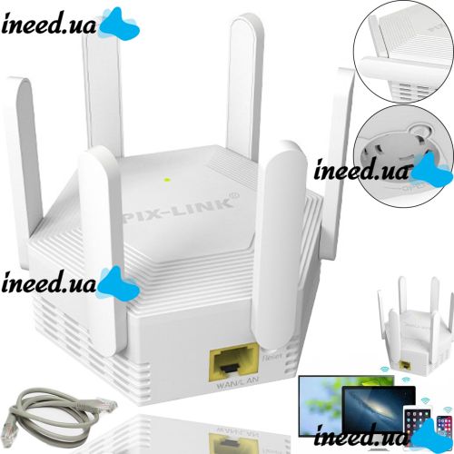Беспроводной WI-FI репитер усилитель сигнала Repeater AND LV-WR56T до 300 Мбит/с WLAN ретранслятор расширитель диапазона вай фай роутера 6 антенн