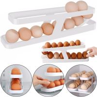 Полка органайзер для хранения яиц Egg Dispenser AND568 двухуровневый пищевой контейнер с автоматической подачей, лоток в холодильник на 2 уровня