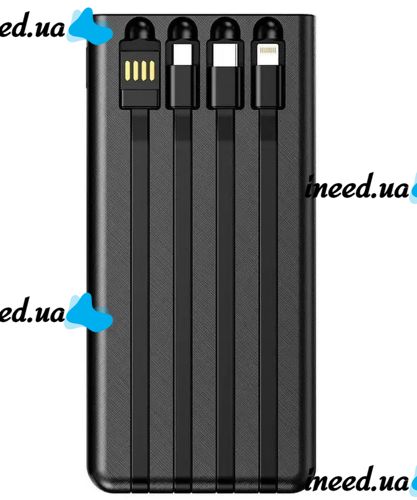 Зарядное устройство Power bank YM-485 Solar 10000 mAh c набором кабелей 4в1 Внешний аккумулятор на солнечной батарее Type-C MicroUSB Lightning