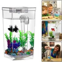 Самоочищающийся аквариум My Fun Fish 2 л с LED подсветкой 12x12x25 см, Квадратный, маленький акриловый наноаквариум с системой самоочищения для рыбок