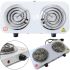 Domotec MS-5802 1000W desktop electric stove with 2 burners spiral, Two-burner 1000W electric stove with thermostat for 5 positions White