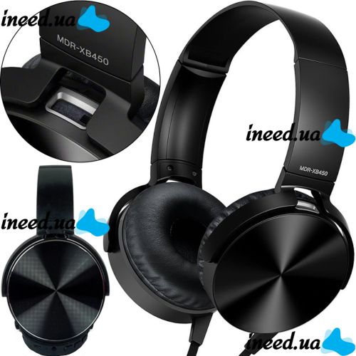 Overhead Wired Headphones with Extra Bass MDR-XB450BT Black Headset, Full-size Headphones with MP3 Player and mini jack 3.5 mm Headset Black