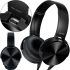 Overhead Wired Headphones with Extra Bass MDR-XB450BT Black Headset, Full-size Headphones with MP3 Player and mini jack 3.5 mm Headset Black