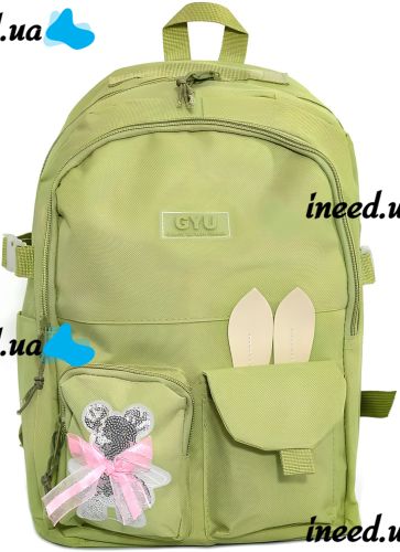 Школьный набор сумок Fashion SG5017 4 в 1 для девочек, подростковый комплект в школу, рюкзак на 16 л сумка шоппер пенал, ранец со значком Зеленый