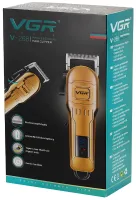VGR V-268 10W cordless hair trimmer, 3 interchangeable attachments, cordless men's beard and moustache trimmer with LED display USB