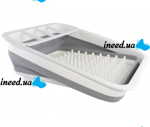 Складная кухонная сушилка для посуды Kitchen Craft Joseph Extend BN-090 раскладная, силиконовая сушка для тарелок и кухонных приборов, поддон