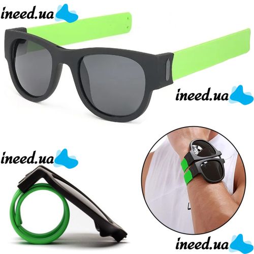 Гибкие солнцезащитные очки браслет Clix Out Sunglasses для мужчин и женщин, Спортивные очки-браслет трансформер с гибкими дужками, Зеленые