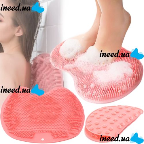 Silicone massage mat Cleaner Shower Foot Scrubber Mat Pink LY-379 back and foot suction cup wall mounted shower washcloth Pink