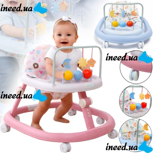Детские игровые ходунки Fun Moment X-624 с музыкальной панелью, развивающие складные бегунки с погремушками на колесиках для малышей от 6 месяцев