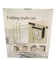 Folding Hanging Trash Bin Can on Door Foltable Trash Bin Can in Kitchen or Bathroom, Folding Trash Bin Can on Door White