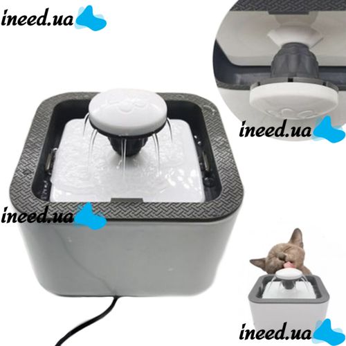 Автоматическая поилка фонтан для собак и кошек Pet Water FOUNTAIN, Бесшумная автопоилка для домашних животных, Питьевой фонтан для котов Серый