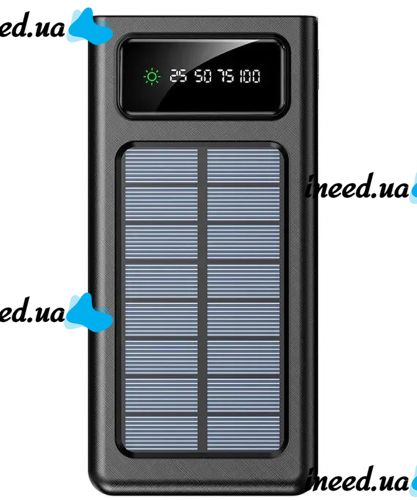 Зарядное устройство Power bank YM-485 Solar 10000 mAh c набором кабелей 4в1 Внешний аккумулятор на солнечной батарее Type-C MicroUSB Lightning