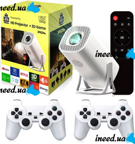 Портативный проектор HD Projector 3D Game S40 Max светодиодный игровой проектор с джойстиками и пультом 4K домашний кинотеатр с Wi-Fi USB 1.8 ГГц