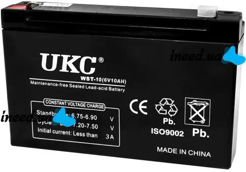 Аккумуляторная батарея UKC 6V 10Ah WST-10 универсальный свинцово-кислотный аккумулятор 6В 10Ач для торгового оборудования и игрушек