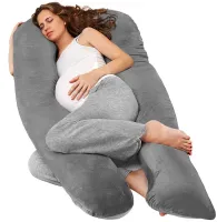 Ортопедическая подушка для беременных Momcozy Pregnancy Pillow PP101 80x120 см U-образная подкова для сна и отдыха с поддержкой спины и живота Серая