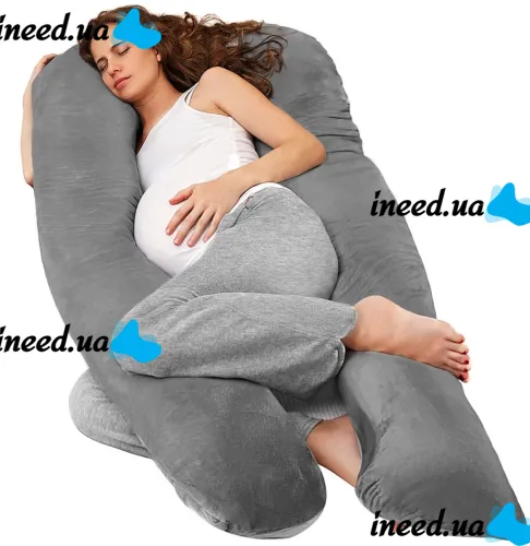 Ортопедическая подушка для беременных Momcozy Pregnancy Pillow PP101 80x120 см U-образная подкова для сна и отдыха с поддержкой спины и живота Серая