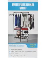 Напольная складная вешалка для одежды Simple Coat Rack Double Row 8518 шкаф органайзер с крючками и шестью полками для обуви, раскладной стеллаж