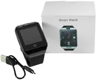 Умные наручные смарт часы Smart Watch Q18 c камерой, диктофоном и фитнес трекером, аккумуляторные Bluetooth часы с пульсометром Smartix Черные