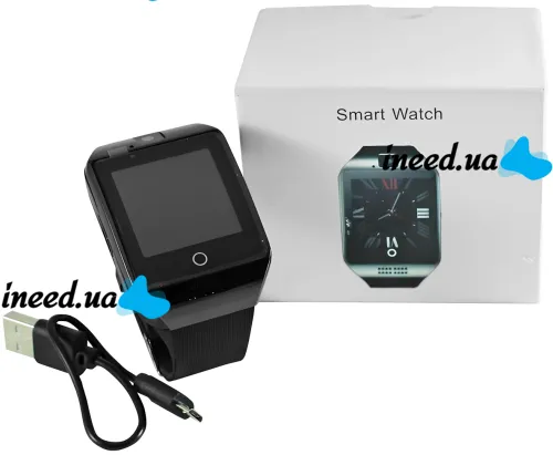 Умные наручные смарт часы Smart Watch Q18 c камерой, диктофоном и фитнес трекером, аккумуляторные Bluetooth часы с пульсометром Smartix Черные