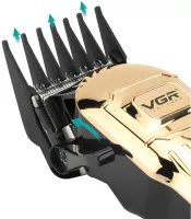 VGR V-268 10W cordless hair trimmer, 3 interchangeable attachments, cordless men's beard and moustache trimmer with LED display USB