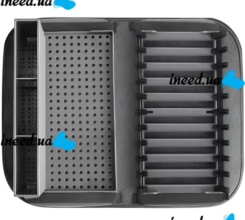 Настольная сушилка для посуды Scalable Drain Rack 0578 кухонный органайзер с поддоном и ковриком из микрофибры для хранения и сушки приборов Серый