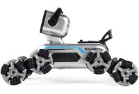 Stunt Dog Robot Champions Stunt Robot Dog is an eight-wheeled puppy with sound and light effects on a remote control and USB gestures