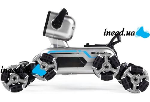 Stunt Dog Robot Champions Stunt Robot Dog is an eight-wheeled puppy with sound and light effects on a remote control and USB gestures
