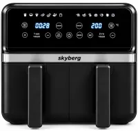 Двойная аэрогриль мультипечь Skyberg SB-317 10 л 4800W сенсорная двухкамерная аэрофритюрница с 2 корзинами, таймером и регулировкой температуры