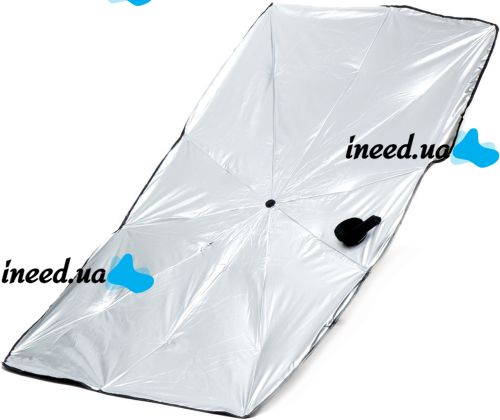 Автомобільна світловідбиваюча шторка парасолька Car Umbrellas сонцезахисний тент 120х70 см козирок на лобове скло для захисту від сонця в авто Чорний