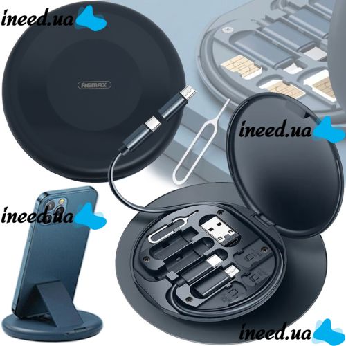 Кабели для передачи данных Remax Data Cable Set Storage Box XL-722 комплект переходников для зарядки телефона USB Type-C microUSB Lightning RC-190