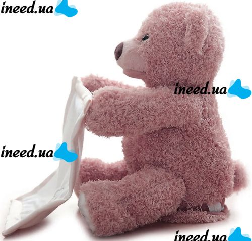 Мягкая детская игрушка Peekaboo Bear плюшевый мишка 33 см музыкальный интерактивный играющий в прятки говорящий медведь от 6 месяцев Пикабу Розовый