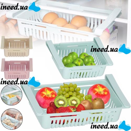 Раздвижной органайзер в холодильник Stretchable Hanging Storage Rack TM18013 подвесной контейнер, выдвижная полка, корзинка для хранения продуктов