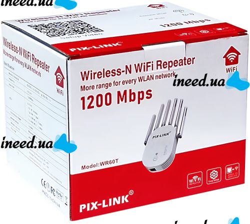 Беспроводной WI-FI репитер Repeater Pix-Link LV-WR60T усилитель сигнала до 300 Мбит с WLAN ретранслятор расширитель диапазона вай фай роутера 6 антенн