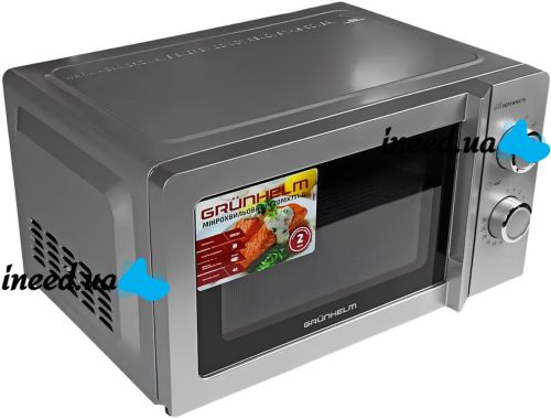 Микроволновая печь Grunhelm 20MX711-G Серая 700W электрическая микроволновка на 20 л СВЧ-печь 6 уровней мощности с таймером и разморозкой от сети