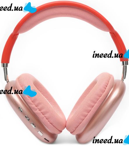 Накладные беспроводные наушники Bluetooth Macaron P9 Max с Aux полноразмерные блютуз стереонаушники со слотом карты памяти MicroSD, TF Card Красные