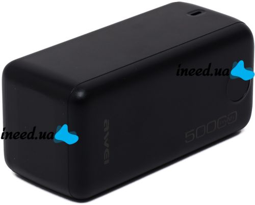 Внешний аккумулятор повербанк Power Bank Awei P114K 50000 mAh 22.5W портативное зарядное устройство для телефона с быстрой зарядкой и дисплеем 4 USB 