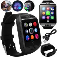 Умные наручные смарт часы Smart Watch Q18 c камерой, диктофоном и фитнес трекером, аккумуляторные Bluetooth часы с пульсометром Smartix Черные