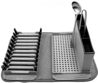Настольная сушилка для посуды Scalable Drain Rack 0578 кухонный органайзер с поддоном и ковриком из микрофибры для хранения и сушки приборов Серый