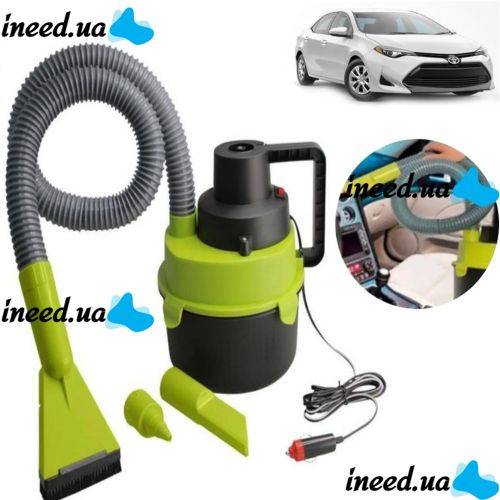 Автомобільний пилосос The Black Multifunction Auto Vacuum 100 W для сухого та вологого прибирання в салоні від прикурювача 12V 3 насадки для авто