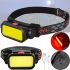 Bailong BL-008 COB Headlamp with white and red light, LED Head Mount LED Flashlight with 4 modes 300lm 300lm Black