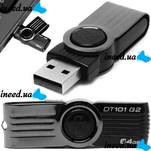 USB Flash 64GB флешка Kingston DataTraveler DT101 G2 флеш-накопитель, карта памяти, USB-накопитель для хранения документов, фото и видео 64Гб
