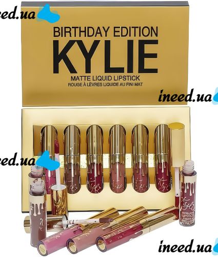 Набор жидких матовых помад Kylie Birthday Edition KL6 блеск для губ 6 оттенков 0.65 мл комплект декоративной женской косметики для макияжа Кайли
