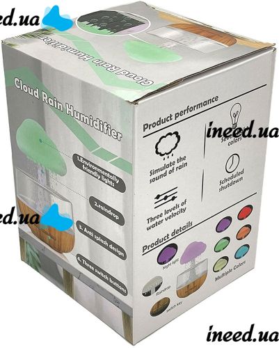 Rechargeable Humidifier Night Light Mushroom Cloud Rain Humidifier 300 ml Desktop Aroma Diffuser with Rain Effect and RGB LED Backlight USB