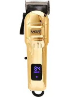 VGR V-268 10W cordless hair trimmer, 3 interchangeable attachments, cordless men's beard and moustache trimmer with LED display USB