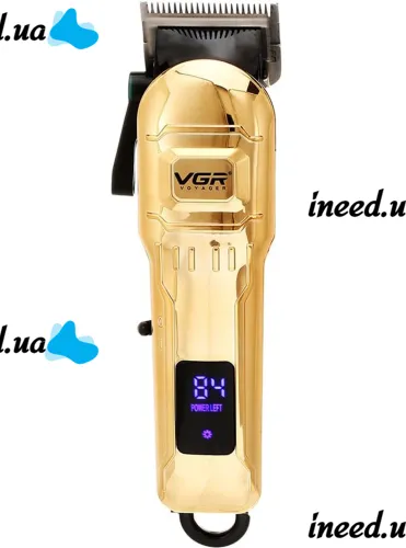 VGR V-268 10W cordless hair trimmer, 3 interchangeable attachments, cordless men's beard and moustache trimmer with LED display USB