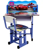 Детская парта со стулом Bambi Disney Cars B-43507 Тачки Молния Маквин письменный стол и стул с регулированной высотой и подставкой для книг Синий