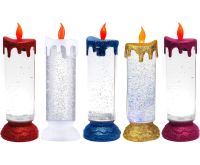 Ночник свеча Romantic Candle H-86 декоративная масляная свечка со снегом и блестками, светильник со светодиодной LED подсветкой на батарейках RGB