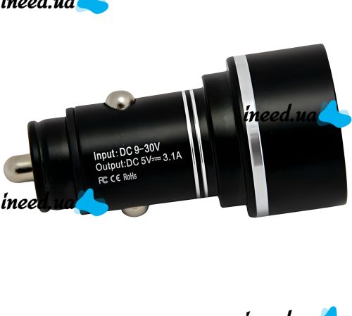 Автомобильное зарядное устройство с вольтметром Car Charger HZ HC7 3.1A, Адаптер для зарядки 2xUSB в прикуриватель, Автозарядка с экраном Черный