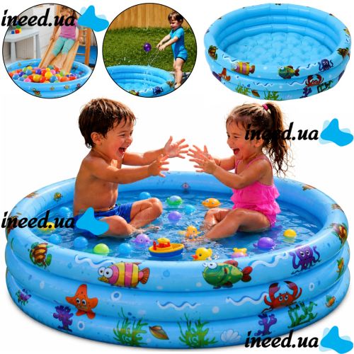 Kruzzel SP-30 2-in-1 Inflatable Kids' Pool for Swimming and Ball Play – 58 L Round Play Pool with Soft Bottom for Toddlers Ages 1 and Up – 80 x 30 cm – Blue