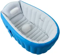 Inflatable Intime Baby Bath Tub JS033 anti-slip bath tub with cushion, drain and foot pump for babies AND1440